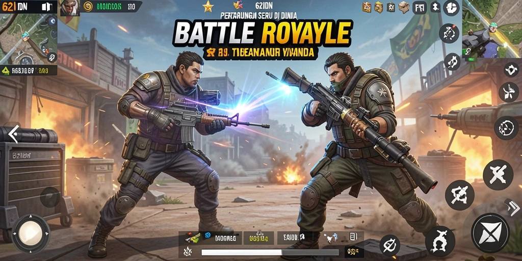 Gameplay seru dalam 62IDN dengan pertarungan antar pemain.