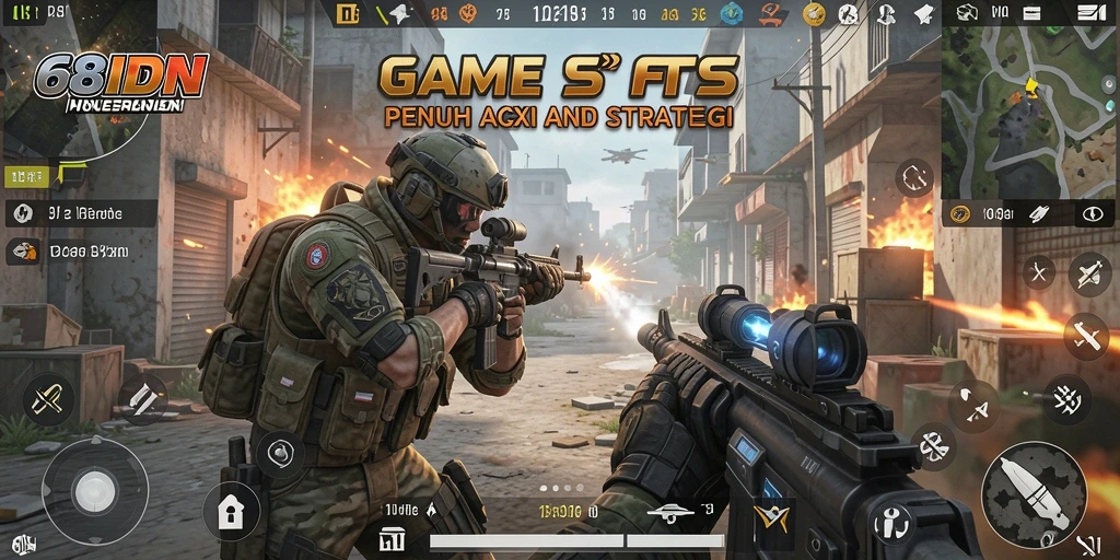 Tampilan seru dari gameplay FPS 68IDN dengan aksi menembak intens.