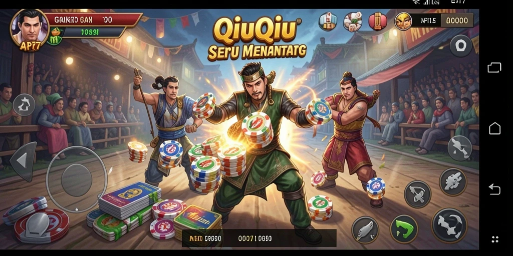 Tangkapan layar menunjukkan serunya gameplay QiuQiu di API77.