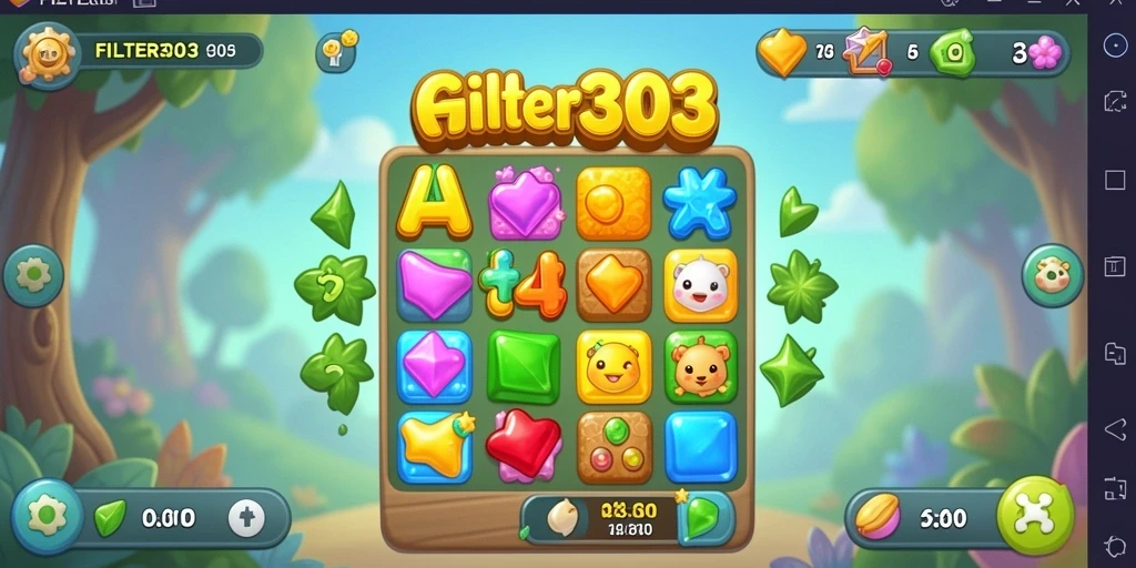 Tangkapan layar FILTER303 menunjukkan gameplay menawan dan strategi Match-3.