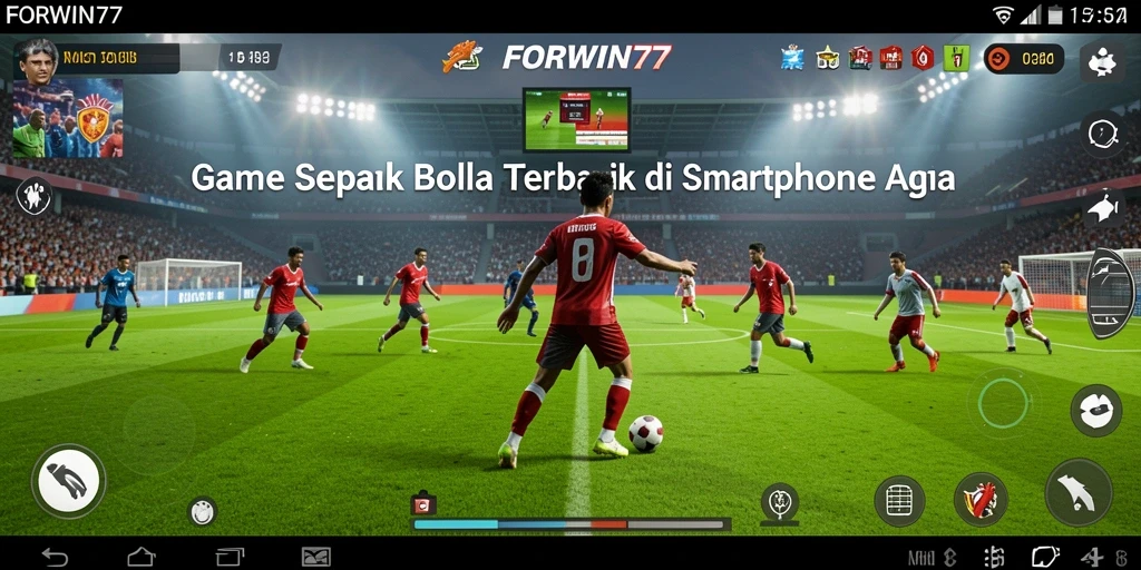Tampilan gameplay menarik dari FORWIN77 dalam aksi sepak bola.