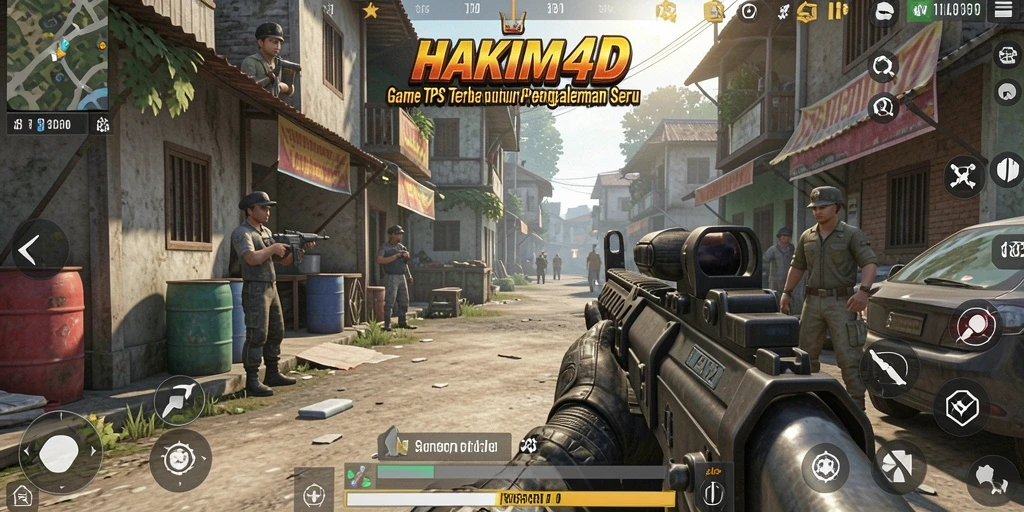 Screenshot HAKIM4D menampilkan aksi mendebarkan gameplay TPS.