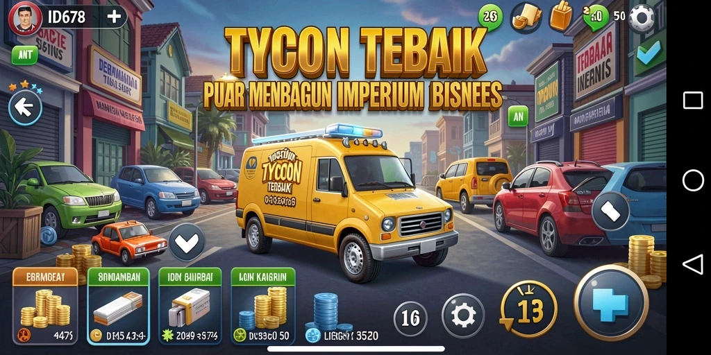 Tampilan gameplay ID678 dengan fitur Tycoon yang menarik.