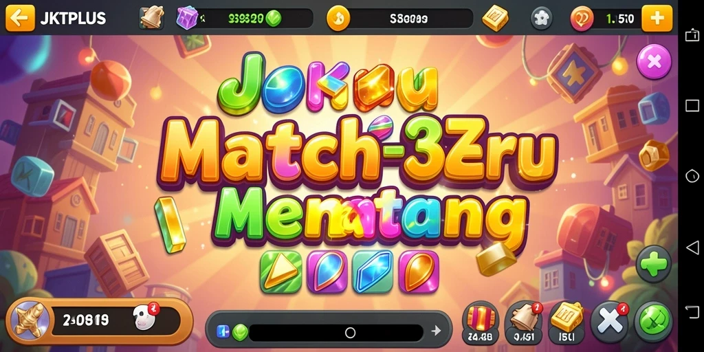 Tampilan gameplay seru di JKTPLUS dengan elemen match-3 yang menarik.