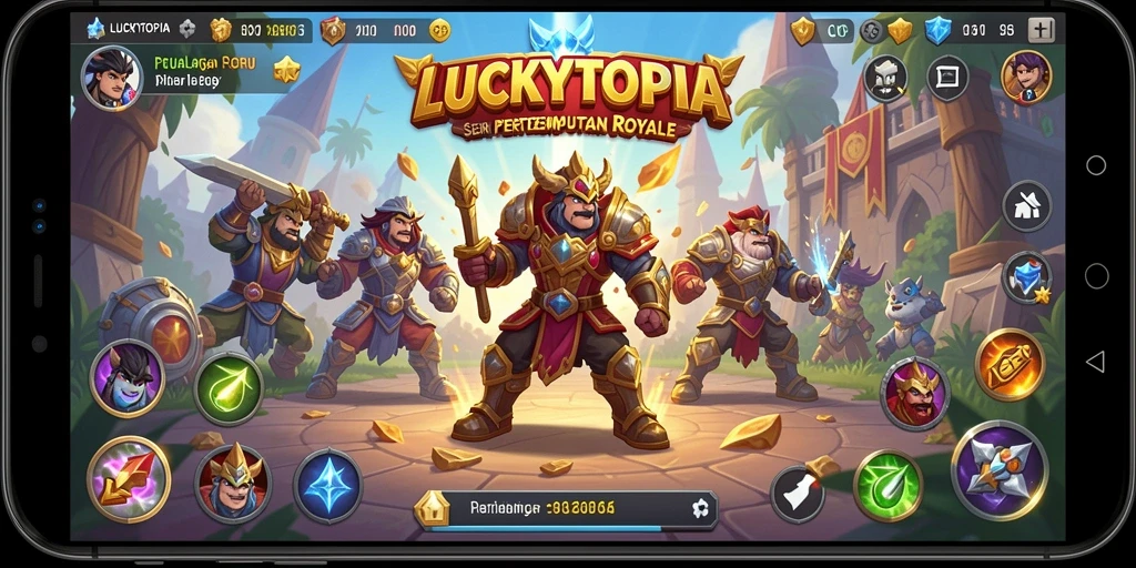 Gameplay seru dalam LUCKYTOPIA dengan grafis yang menawan.