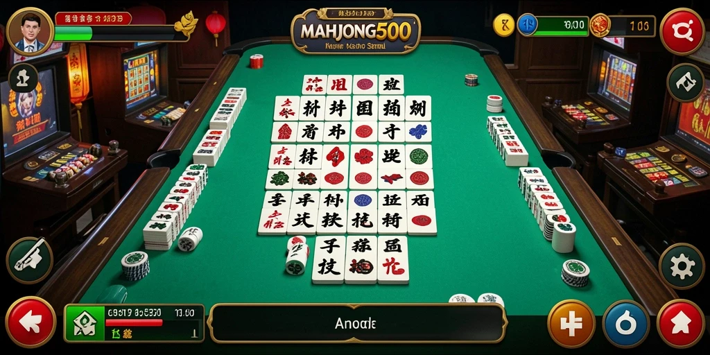 Tangkapan layar MAHJONG500 menampilkan gameplay Mahjong yang seru dan menegangkan.