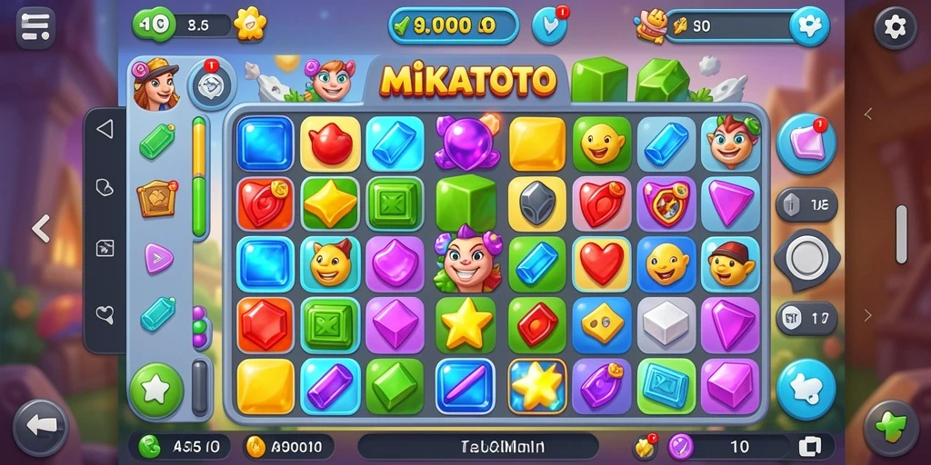 Tampilan screenshot gameplay MIKATOTO dengan elemen Match-3 yang menarik.