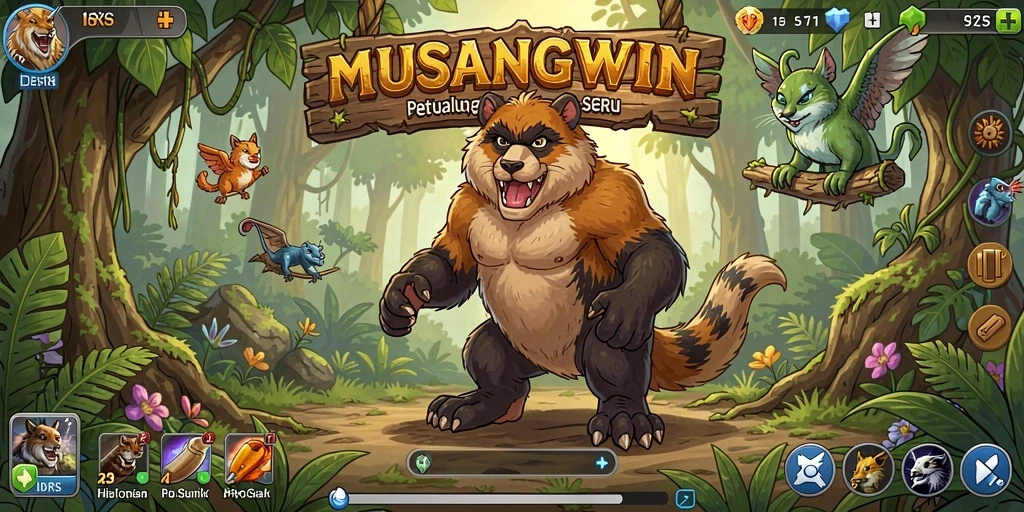 Screenshot gameplay MUSANGWIN yang menampilkan petualangan karakter Idle.