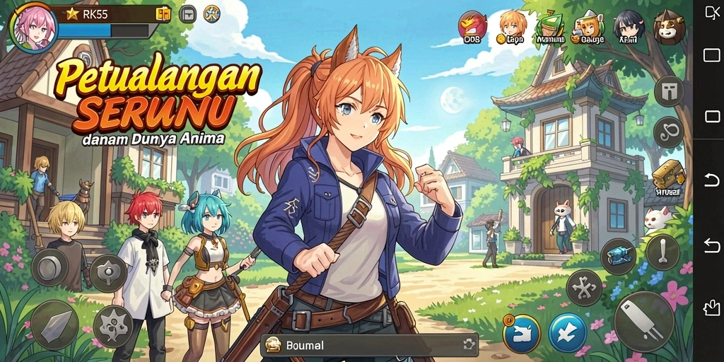 Tampilan gameplay menarik dalam dunia Anime RK55.