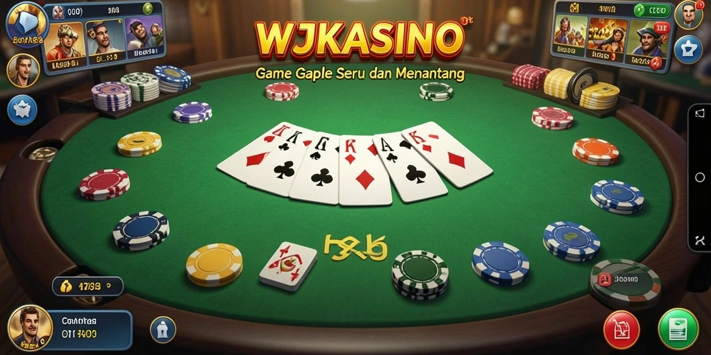 Tampilan gameplay WJKASINO dengan kartu Gaple yang menarik.